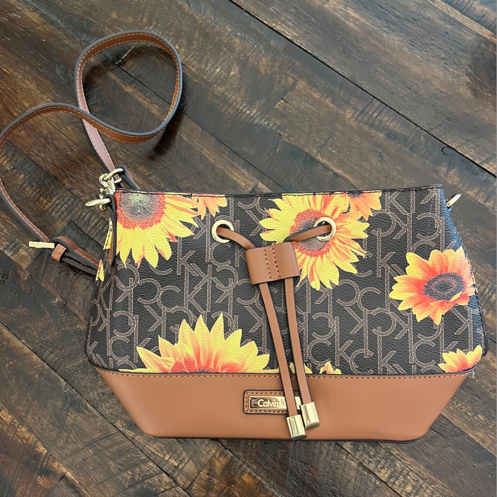 Calvin Klein Sunflower Monogram Bucket Bag